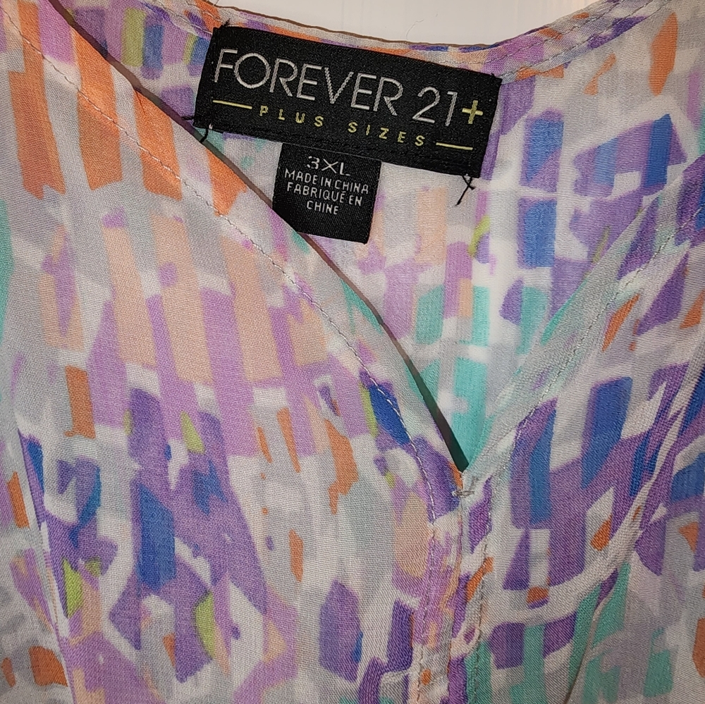 Forever 21+ Women's Multicolor Sleeveless Sheer Top - Picture 3 of 3
